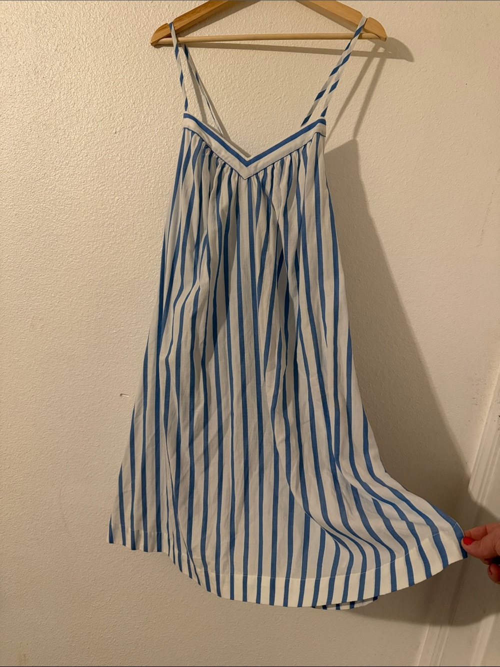 Ava & Viv Striped Mini Dress Size 1X W/ Pockets 100% Cotton White & Blue Stripes